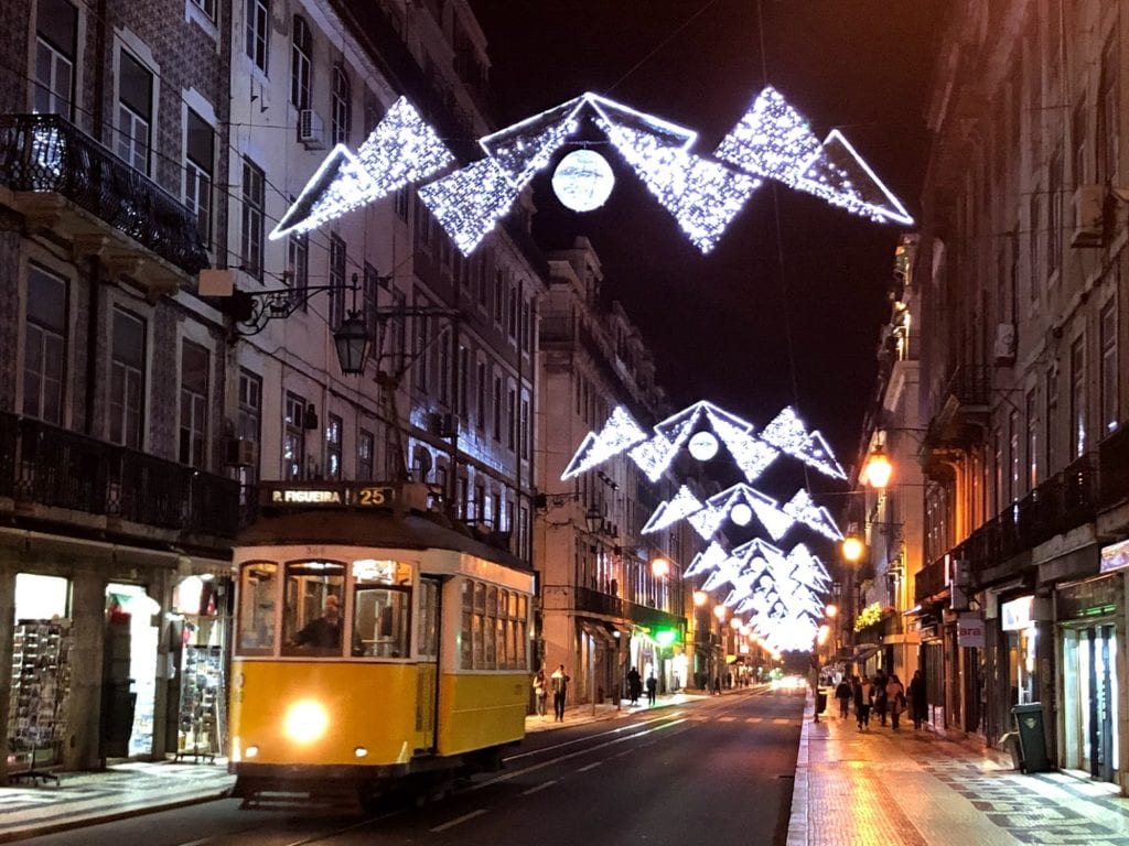 Luzes de Natal em Lisboa, Portugal