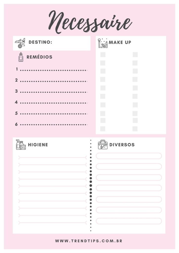 Como Montar Necessaire de Viagem - Checklist