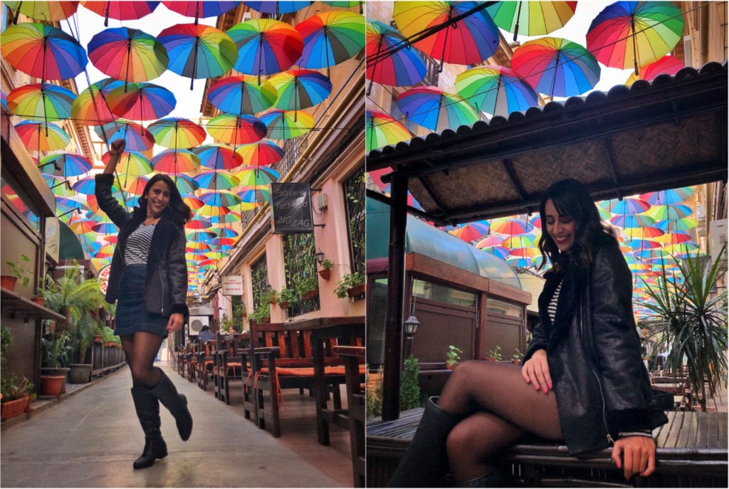 Rua dos guarda-chuvas coloridos, Bucareste, Romênia
